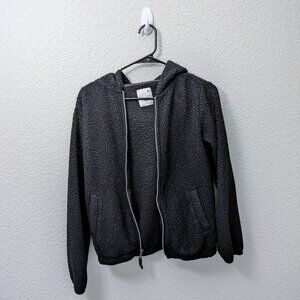 Black sherpa zip up jacket - Size XS